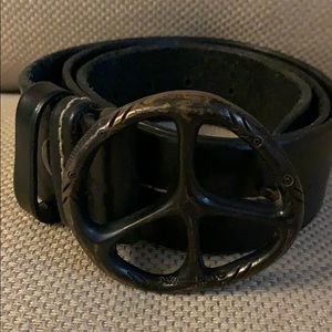 Vintage Wide Leather Belt Artisan Made Bronze